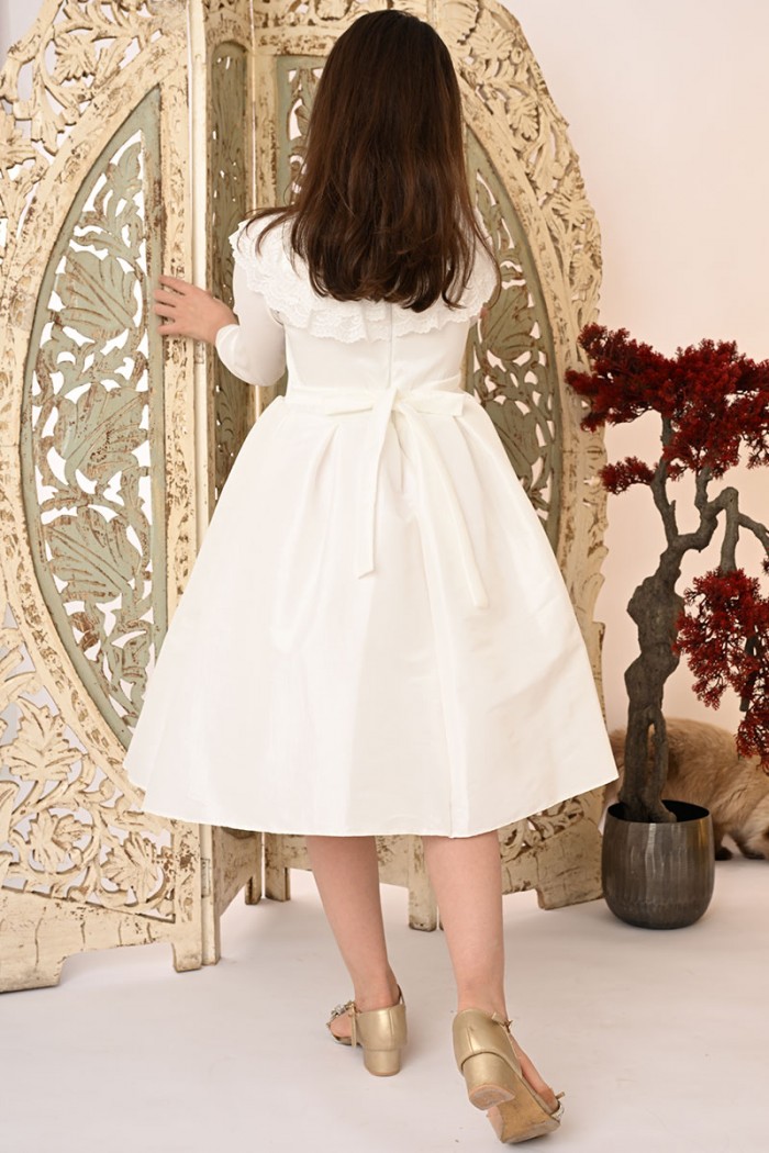 فستان سهره كم لون ابيض من Biscoti بسكوتي – فساتين بناتي أنيقة وفخمة