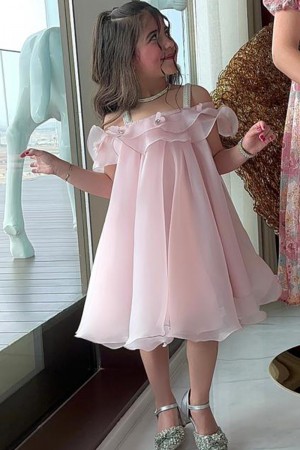 فستان بناتي سهره  لون غبار الورد
