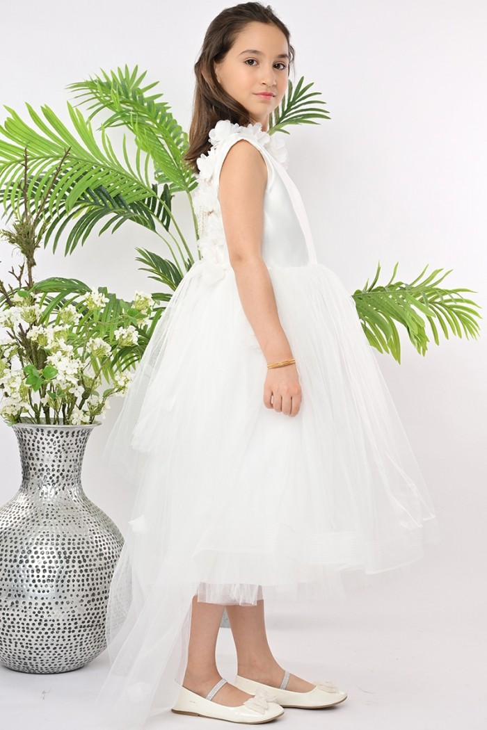 فستان بناتي سهرة ابيض مع ذيل 198-W من Biscoti بسكوتي – فساتين بناتي أنيقة وفخمة