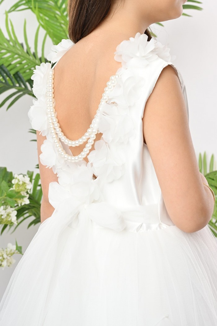 فستان بناتي سهرة ابيض مع ذيل 198-W من Biscoti بسكوتي – فساتين بناتي أنيقة وفخمة