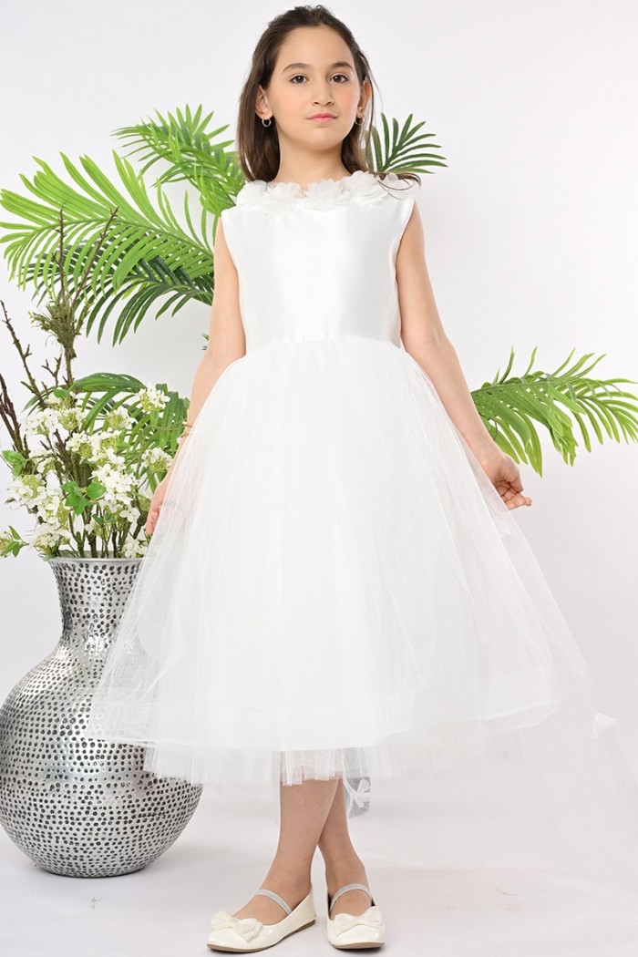 فستان بناتي سهرة ابيض مع ذيل 198-W من Biscoti بسكوتي – فساتين بناتي أنيقة وفخمة