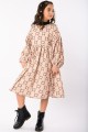 فستان بناتي شتوي بنقشة أنيقة وأكمام واسعة بلون بيج راقٍ AN23114 من Biscoti بسكوتي – فساتين بناتي أنيقة وفخمة