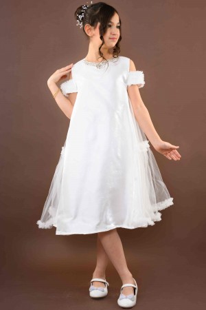 فستان بناتي سهرة ابيض  KM/208-W