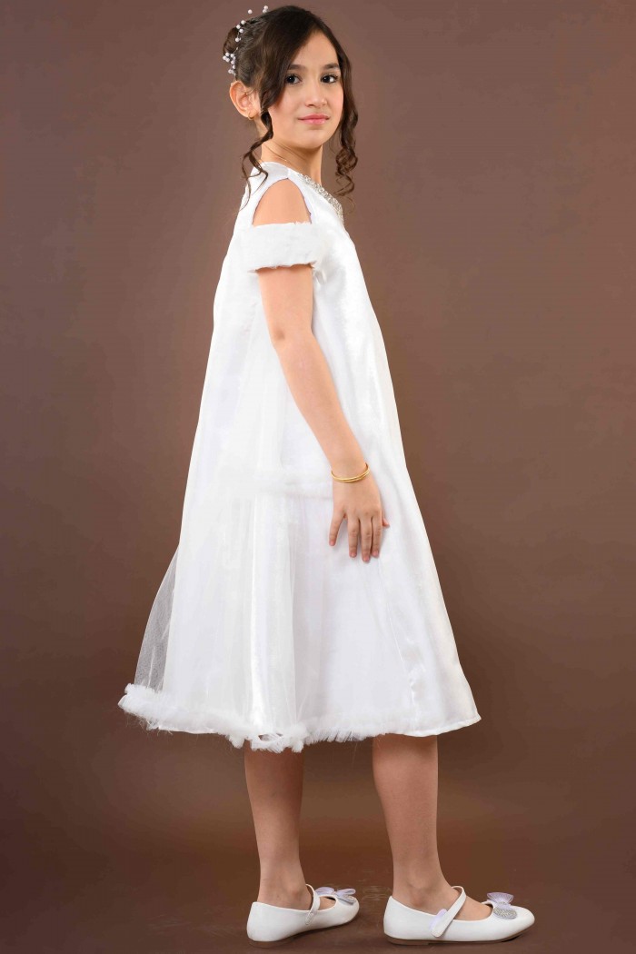 فستان بناتي سهرة ابيض  KM/208-W من Biscoti بسكوتي – فساتين بناتي أنيقة وفخمة