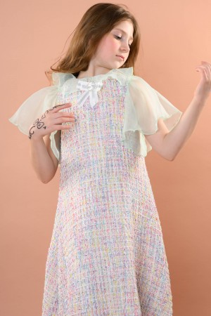 فستان تريكو لحمي بأكمام تيفاني أنيقة AN24124