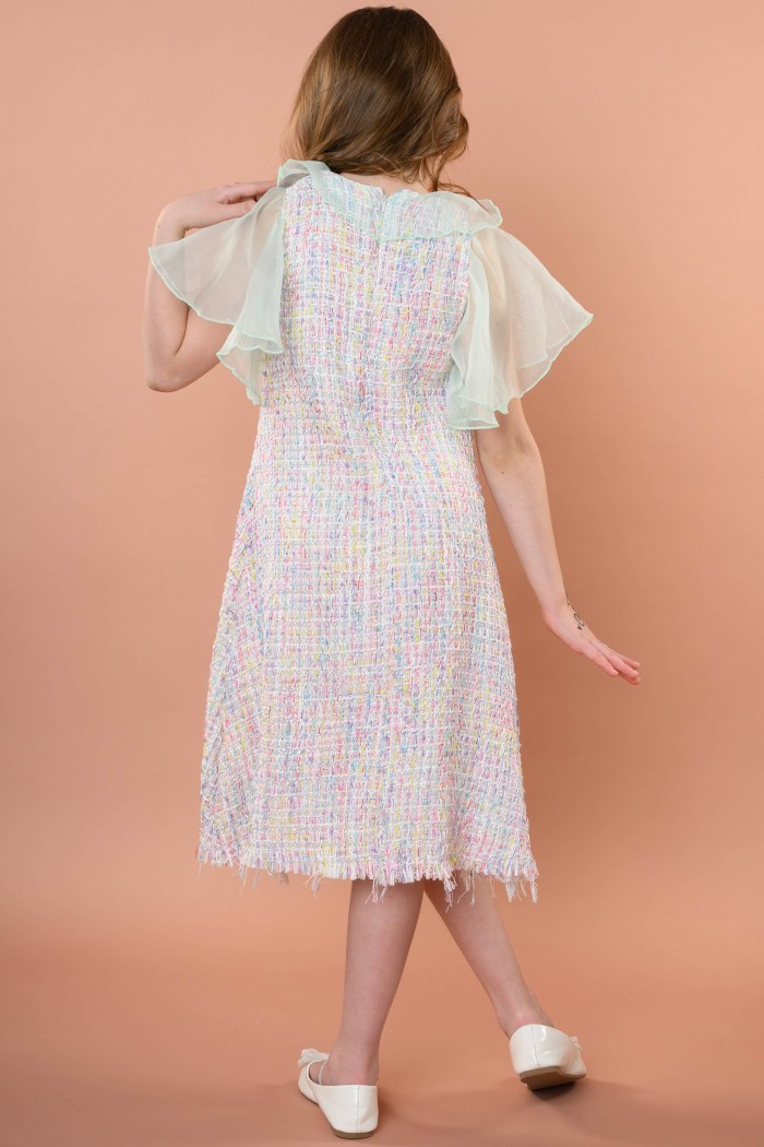 فستان تريكو لحمي بأكمام تيفاني أنيقة AN24124 من Biscoti بسكوتي – فساتين بناتي أنيقة وفخمة