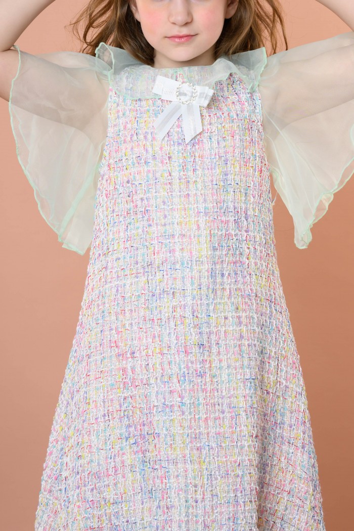 فستان تريكو لحمي بأكمام تيفاني أنيقة AN24124 من Biscoti بسكوتي – فساتين بناتي أنيقة وفخمة