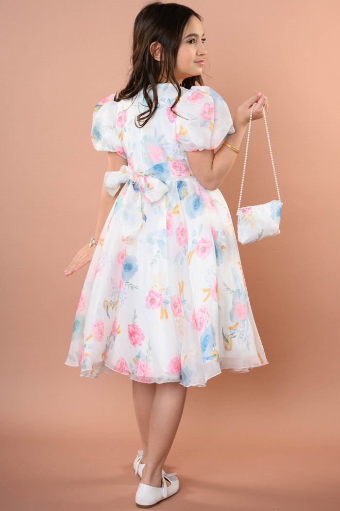 فستان مورد بتصميم ساحر مع شنطة أنيقة AN24211 من Biscoti بسكوتي – فساتين بناتي أنيقة وفخمة