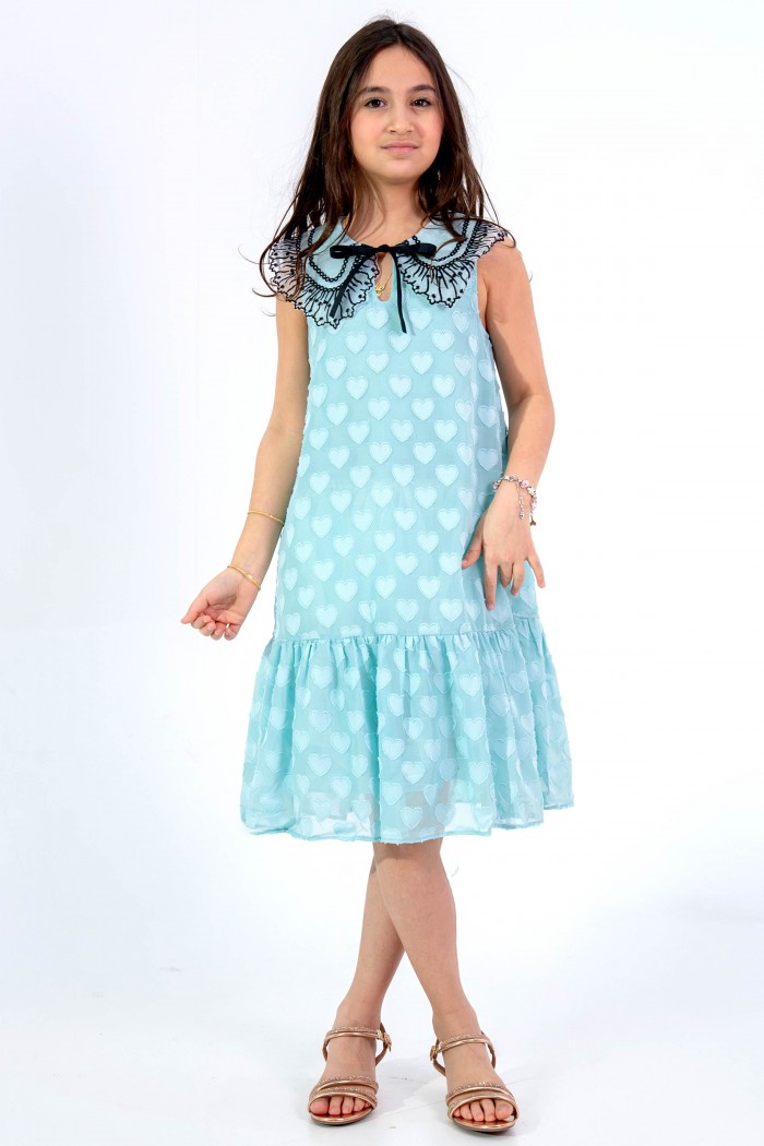 فستان تيفاني ناعم مع قلوب وتطريز على ياقة العنق AN24123 من Biscoti بسكوتي – فساتين بناتي أنيقة وفخمة