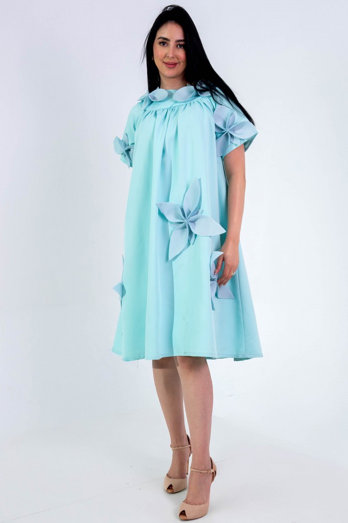 فستان تيفاني مع ورود بارزه AN24151 من Biscoti بسكوتي – فساتين بناتي أنيقة وفخمة