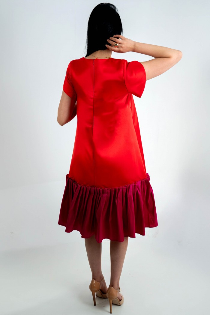 فستان أحمر مع نهايات فوشية AN24055 من Biscoti بسكوتي – فساتين بناتي أنيقة وفخمة