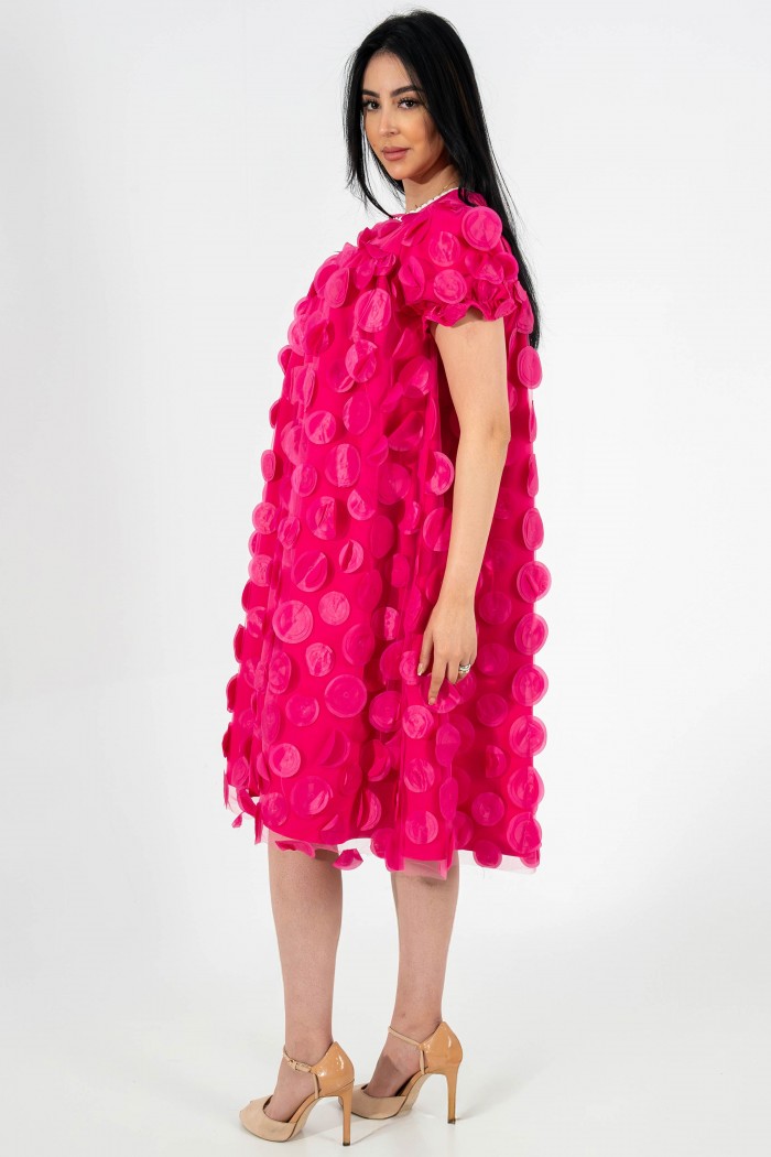 فستان فوشي ناعم من التل AN24105 من Biscoti بسكوتي – فساتين بناتي أنيقة وفخمة