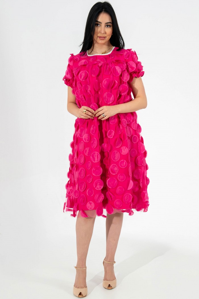 فستان فوشي ناعم من التل AN24105 من Biscoti بسكوتي – فساتين بناتي أنيقة وفخمة