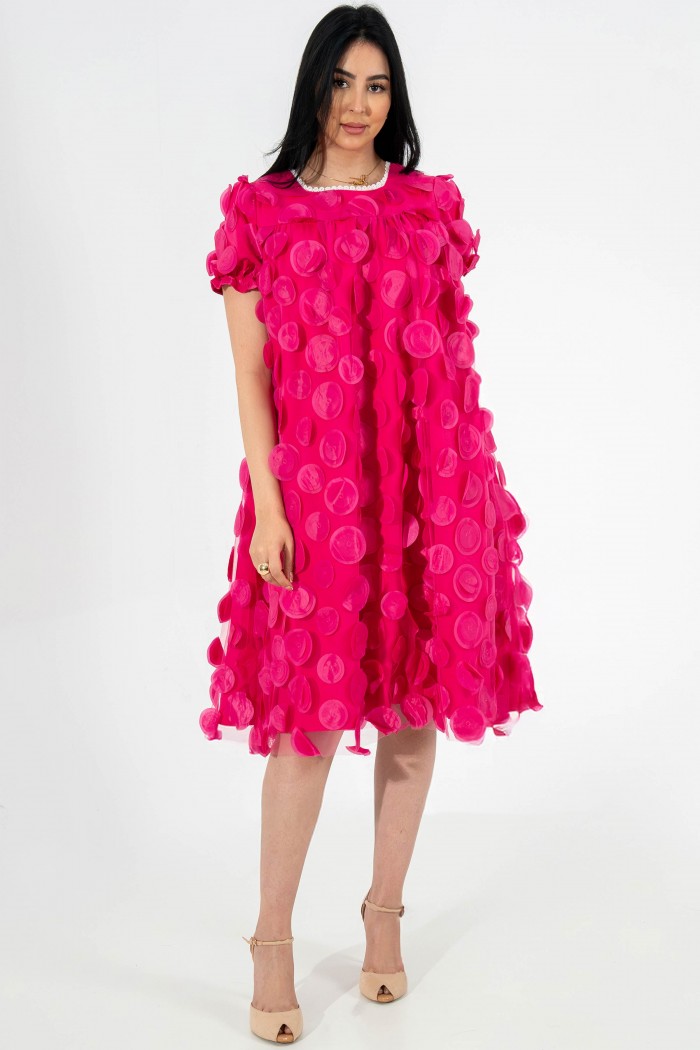 فستان فوشي ناعم من التل AN24105 من Biscoti بسكوتي – فساتين بناتي أنيقة وفخمة