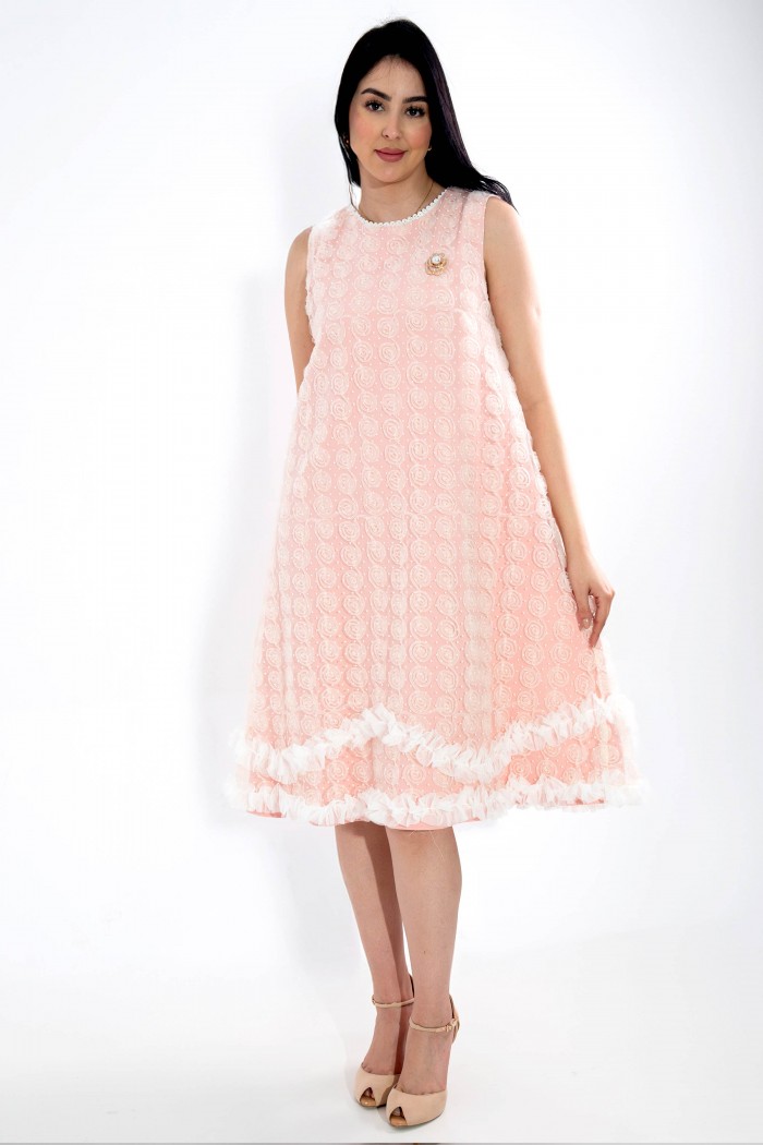 فستان لحمي ناعم من التل AN24103 من Biscoti بسكوتي – فساتين بناتي أنيقة وفخمة