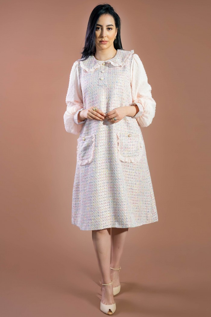 فستان تريكو وردي مع جيوب أنيقة AN24120 من Biscoti بسكوتي – فساتين بناتي أنيقة وفخمة