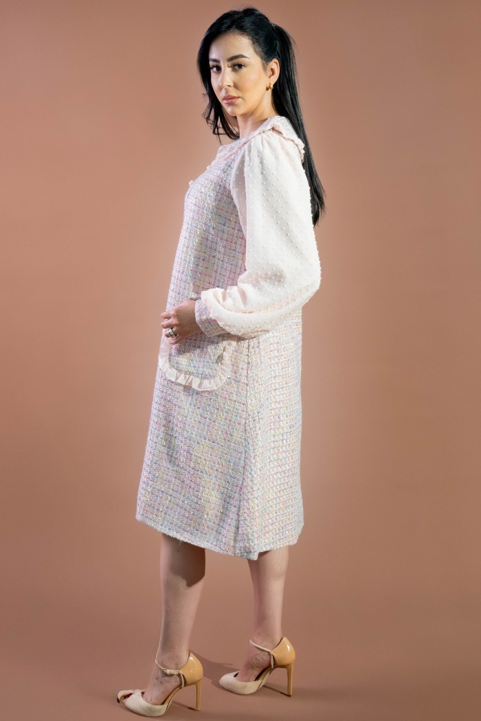 فستان تريكو وردي مع جيوب أنيقة AN24120 من Biscoti بسكوتي – فساتين بناتي أنيقة وفخمة