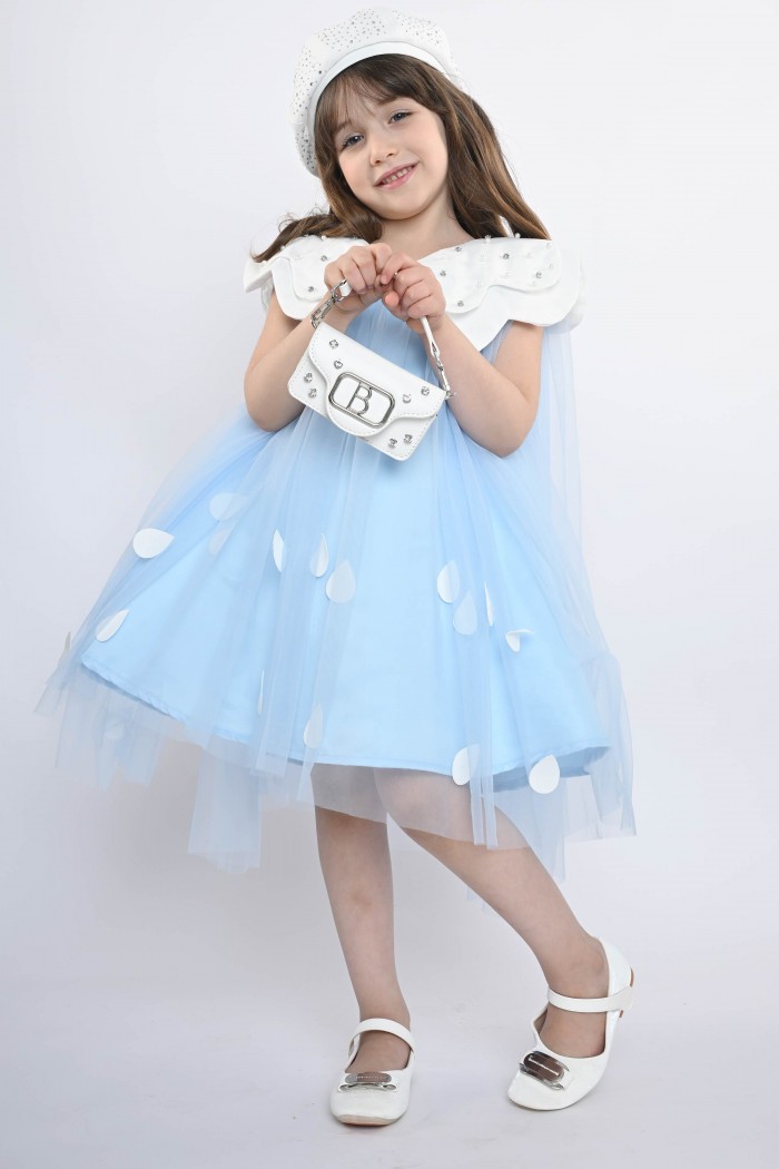 فستان تل سماوي مع قطرات المطر AN24068 من Biscoti بسكوتي – فساتين بناتي أنيقة وفخمة