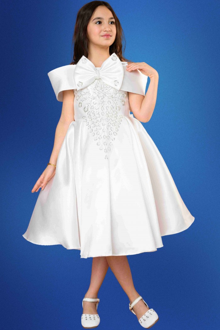 فستان سهرة بناتي ابيض بتطريز فاخر RA2443-W من Biscoti بسكوتي – فساتين بناتي أنيقة وفخمة