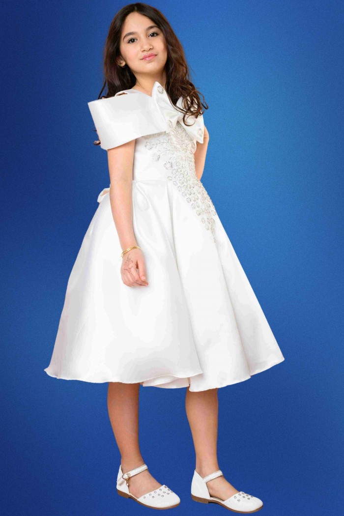 فستان سهرة بناتي ابيض بتطريز فاخر RA2443-W من Biscoti بسكوتي – فساتين بناتي أنيقة وفخمة