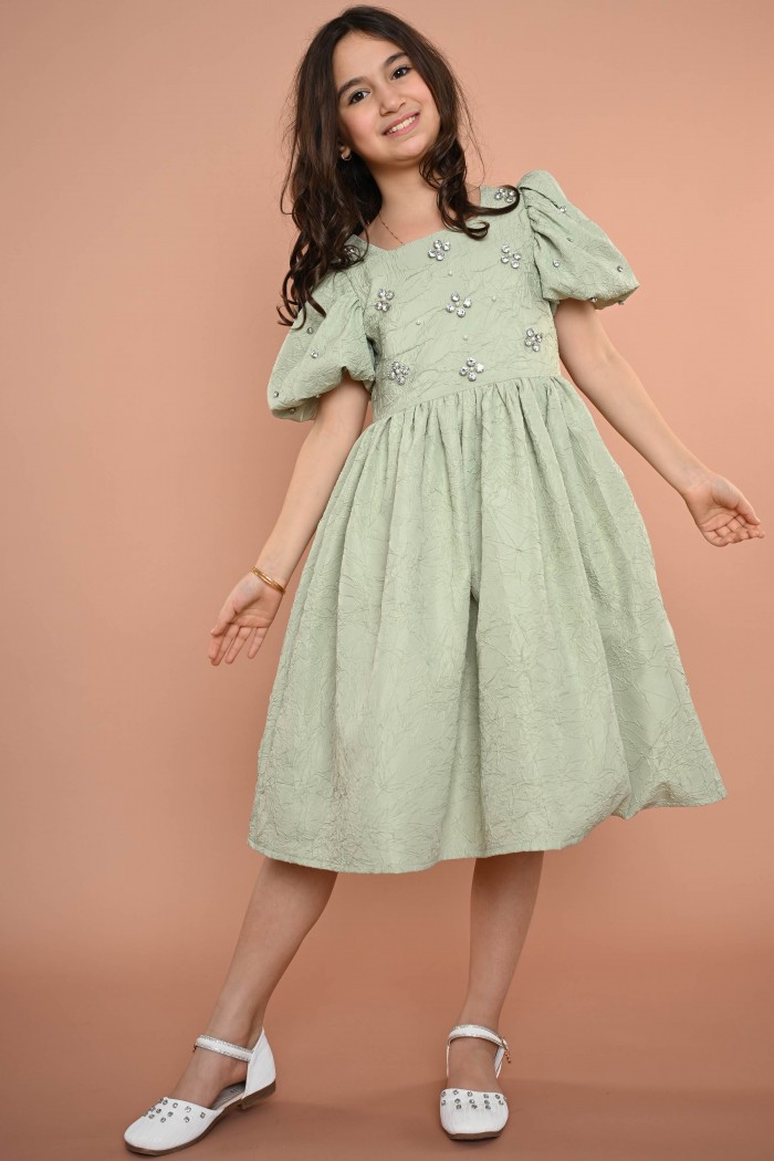 فستان تيفاني مزين بفصوص جميلة - AN24073 من Biscoti بسكوتي – فساتين بناتي أنيقة وفخمة