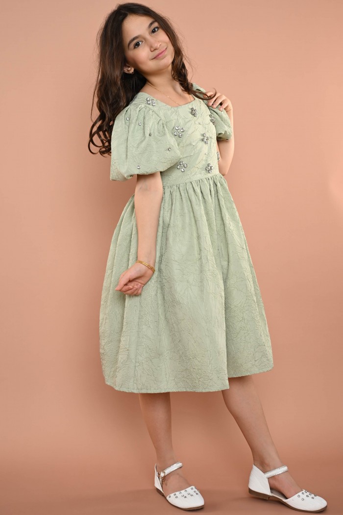 فستان تيفاني مزين بفصوص جميلة - AN24073 من Biscoti بسكوتي – فساتين بناتي أنيقة وفخمة