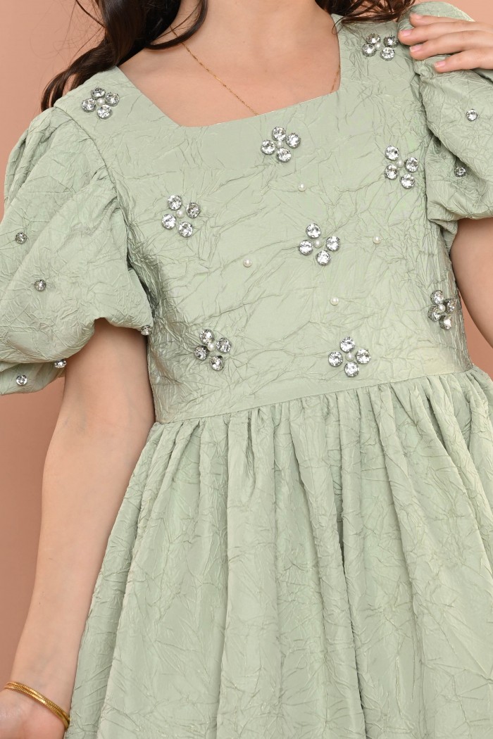 فستان تيفاني مزين بفصوص جميلة - AN24073 من Biscoti بسكوتي – فساتين بناتي أنيقة وفخمة