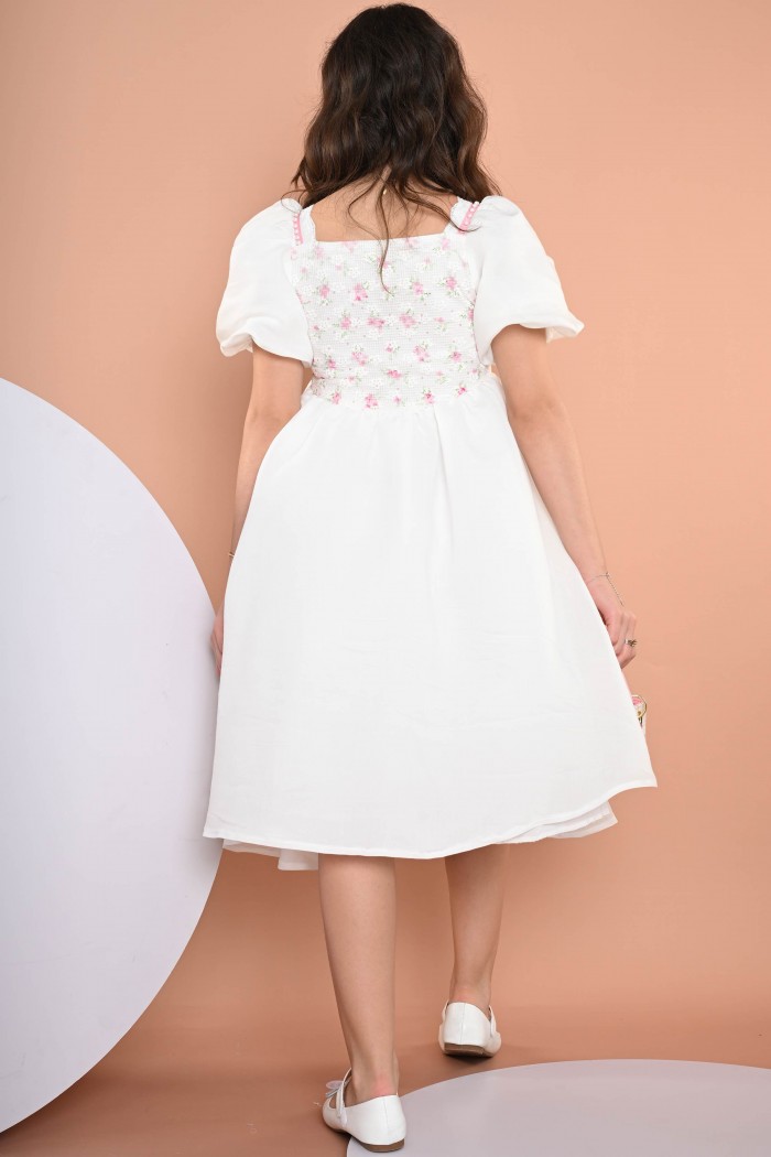 فستان أبيض بتصميم كلاسيكي - AN24097 من Biscoti بسكوتي – فساتين بناتي أنيقة وفخمة