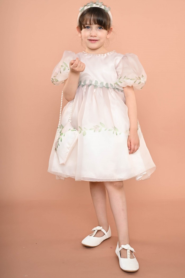 فستان سهرة ملكي مزخرف بالورود واللؤلؤ مع شنطة وطوق - AN24304 من Biscoti بسكوتي – فساتين بناتي أنيقة وفخمة