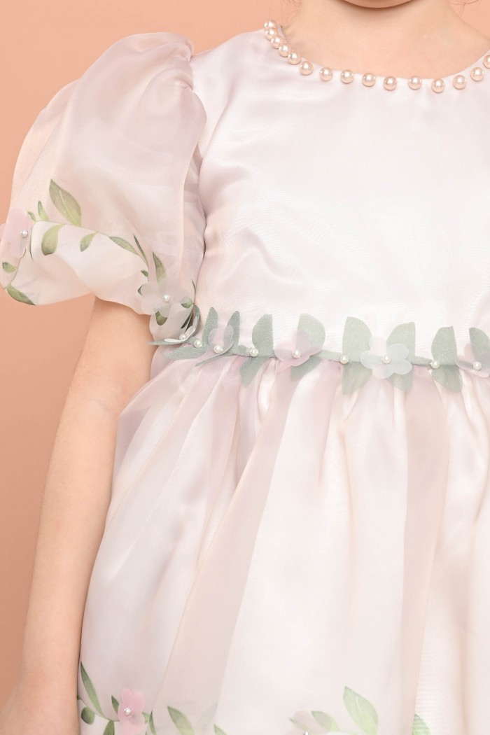 فستان سهرة ملكي مزخرف بالورود واللؤلؤ مع شنطة وطوق - AN24304 من Biscoti بسكوتي – فساتين بناتي أنيقة وفخمة