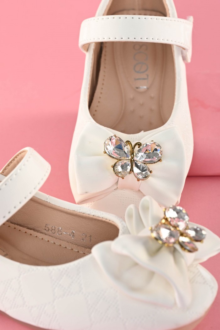 حذاء ابيض أنيق مع فيونكة   SH588-4-W من Biscoti بسكوتي