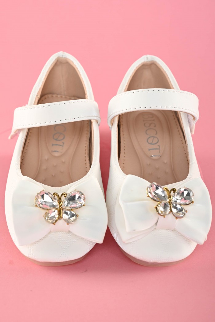 حذاء ابيض أنيق مع فيونكة   SH588-4-W من Biscoti بسكوتي