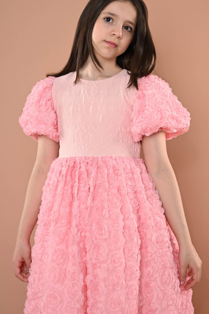 فستان ناعم وردي مورد  AN24039 من Biscoti بسكوتي – فساتين بناتي أنيقة وفخمة