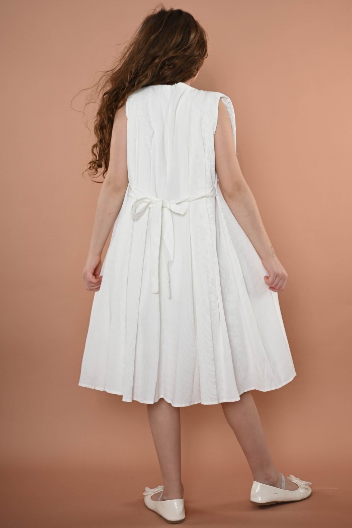 فستان أبيض مزخرف بالمشجر AN24087 من Biscoti بسكوتي – فساتين بناتي أنيقة وفخمة