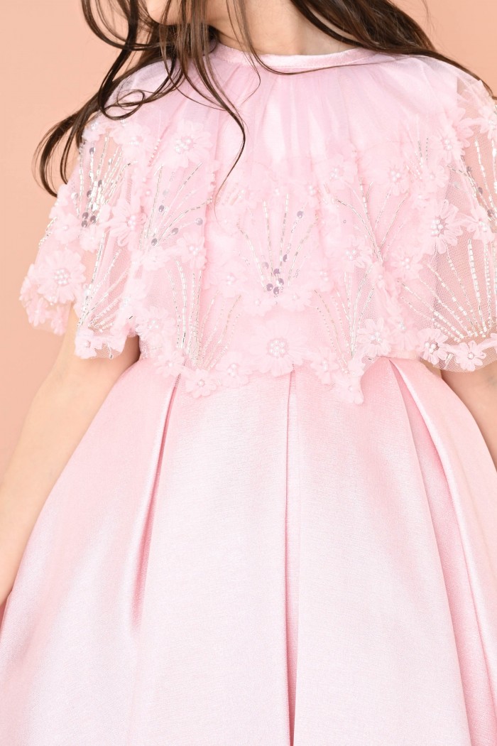 فستان بناتي وردي مع قصة أنيقة بالصدر RA2520 من Biscoti بسكوتي – فساتين بناتي أنيقة وفخمة