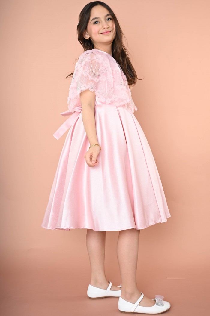 فستان بناتي وردي مع قصة أنيقة بالصدر RA2520 من Biscoti بسكوتي – فساتين بناتي أنيقة وفخمة