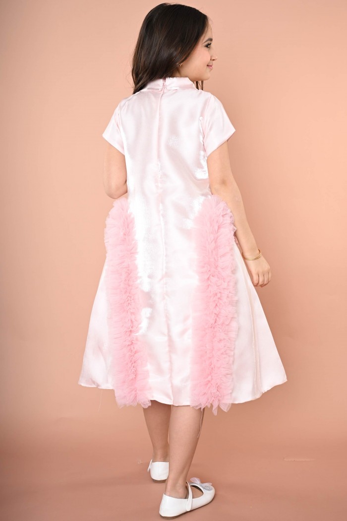 فستان سهرة بناتي لحمي مع إضافة تل أنيق RA2424P من Biscoti بسكوتي – فساتين بناتي أنيقة وفخمة