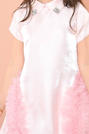 فستان سهرة بناتي لحمي مع إضافة تل أنيق RA2424P