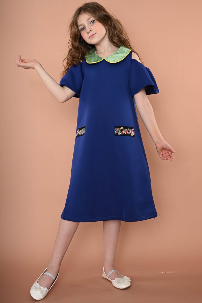 فستان كحلي أنيق بتصميم رمضاني AN24150 من Biscoti بسكوتي – فساتين بناتي أنيقة وفخمة