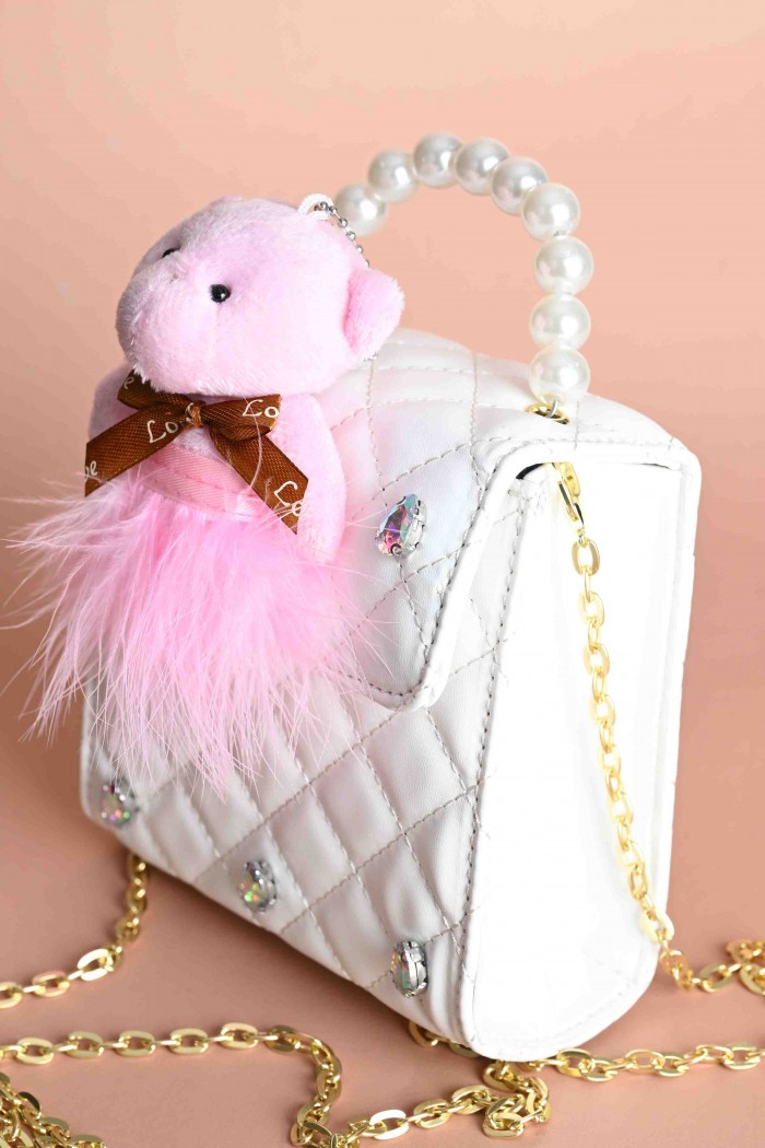 شنطة باللون الابيض مع دُبُوب BG-24155 من Biscoti بسكوتي – فساتين بناتي أنيقة وفخمة