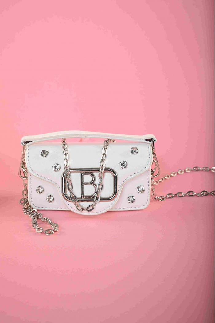 شنطة بسكوتي أنيقة  ابيض مع فص لامع جميل BG-A1-W من Biscoti بسكوتي – فساتين بناتي أنيقة وفخمة