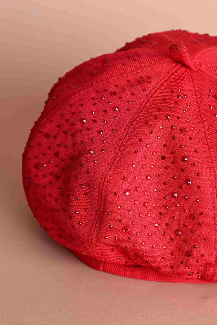 قبعة  بسكوتي حمراء  مزينة بالكريستال اللامع H1-R من Biscoti بسكوتي – فساتين بناتي أنيقة وفخمة