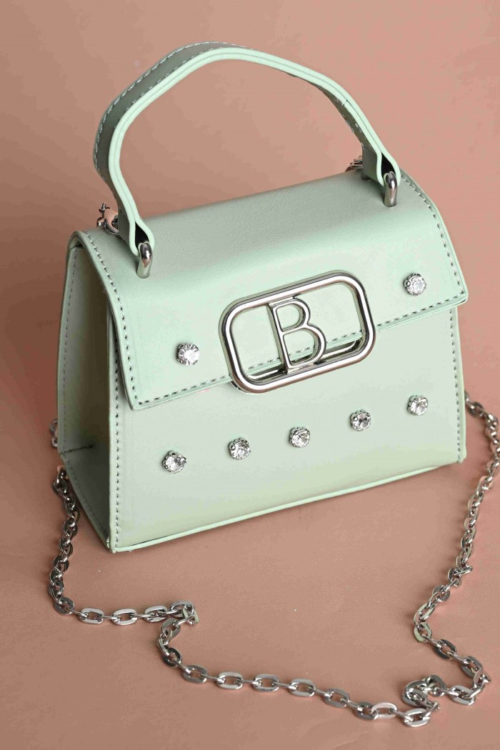 شنطة بسكوتي زيتي مزخرفة بالمجوهرات S-BG-24073-A-ZG من Biscoti بسكوتي – فساتين بناتي أنيقة وفخمة