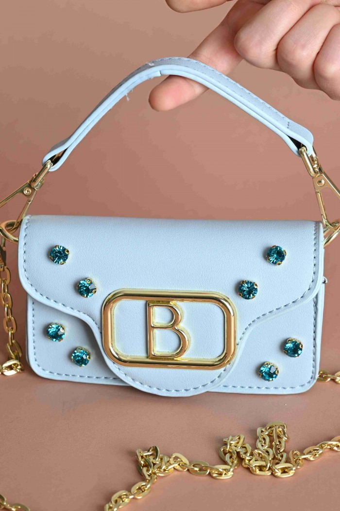 شنطة بسكوتي أنيقة زرقاء مع فص لامع جميل  BG-1A-BL من Biscoti بسكوتي – فساتين بناتي أنيقة وفخمة