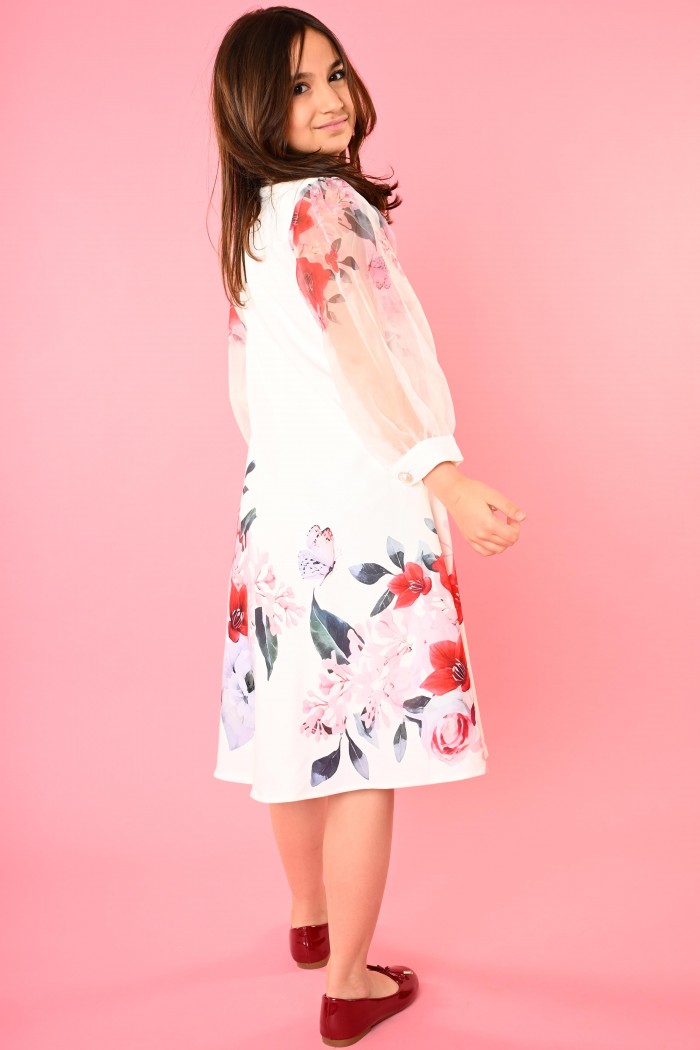 فستان ملكي بطبعة ورود – AN24334 من Biscoti بسكوتي – فساتين بناتي أنيقة وفخمة