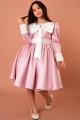 فستان سهرة بناتي وردي لميكادو مع فيونكة وفرو - RA2521-P من Biscoti بسكوتي – فساتين بناتي أنيقة وفخمة