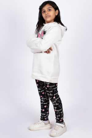 Girls' set two pieces pink hoodie +gray pants