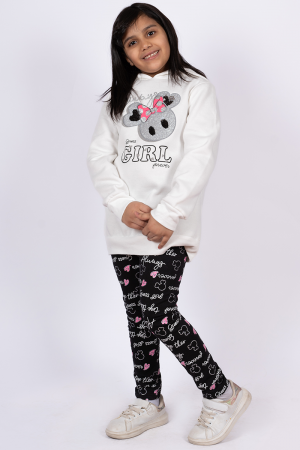Girls' set two pieces pink hoodie +gray pants