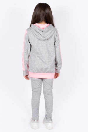 Girls' set two pieces pink and gray hoodie +gray pants