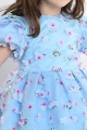 فستان سماوي مزين بورود ربيعية أنيقة AN24012